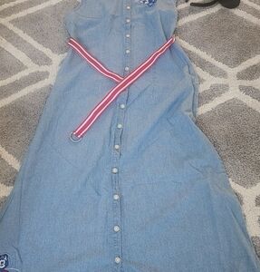 Kids Denim Dress with Red Belt